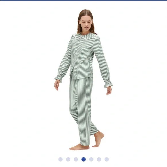 NWT Hill House Cypress Pajama Set Green Stripe L - Picture 4 of 5